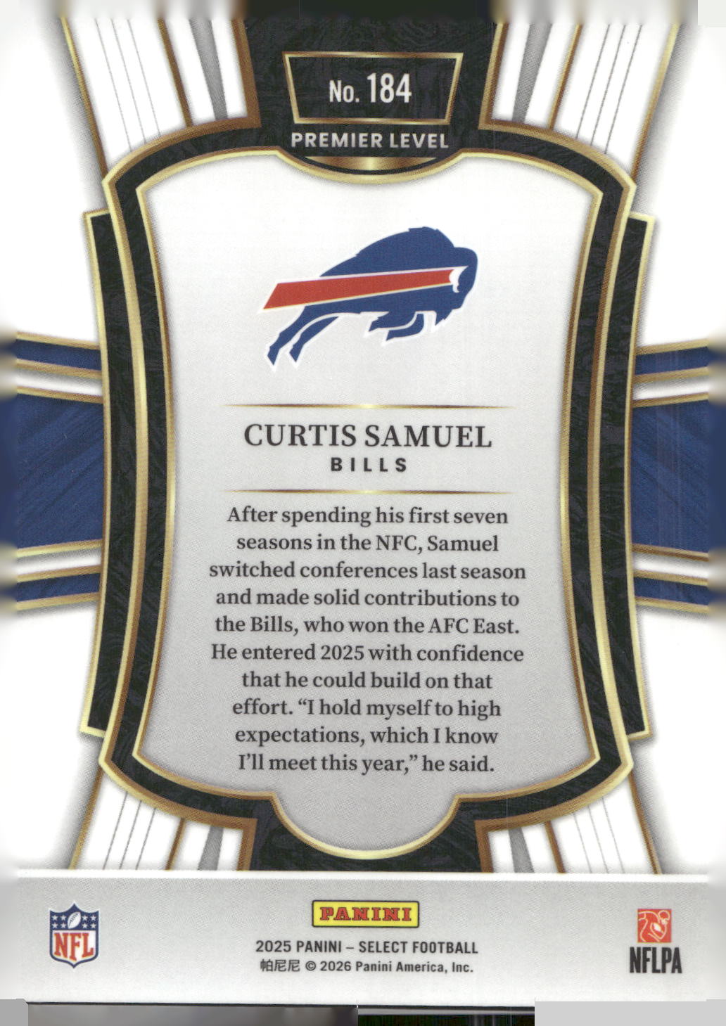 2025 Panini Select #184 Curtis Samuel