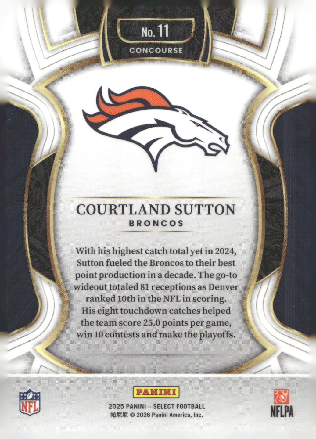 2025 Panini Select #11 Courtland Sutton