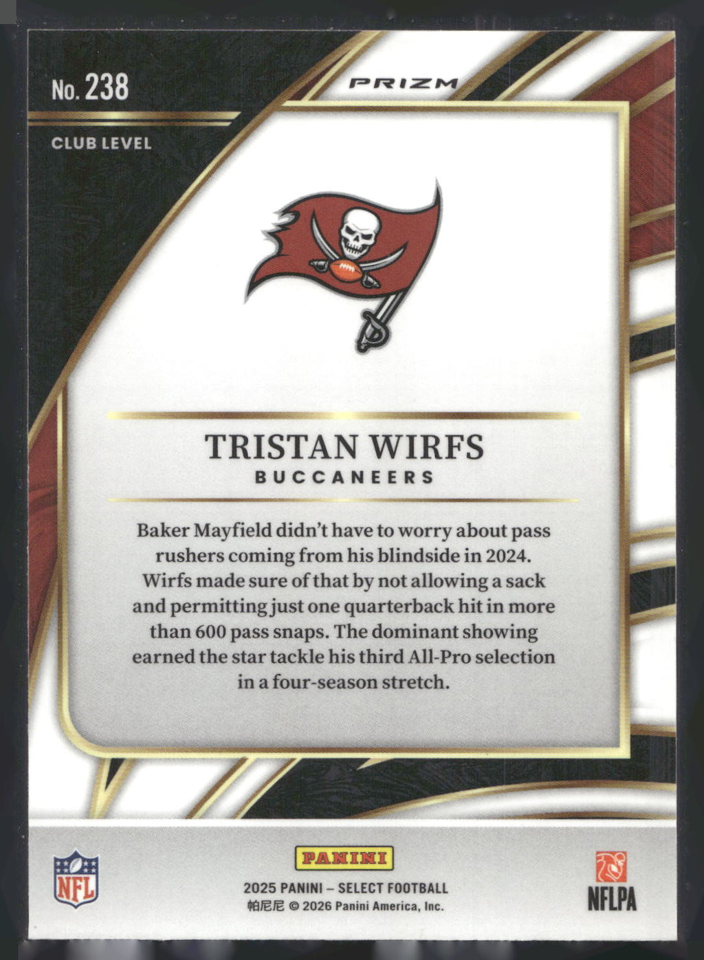 2025 Panini Select #238 Tristan Wirfs Silver Prizm