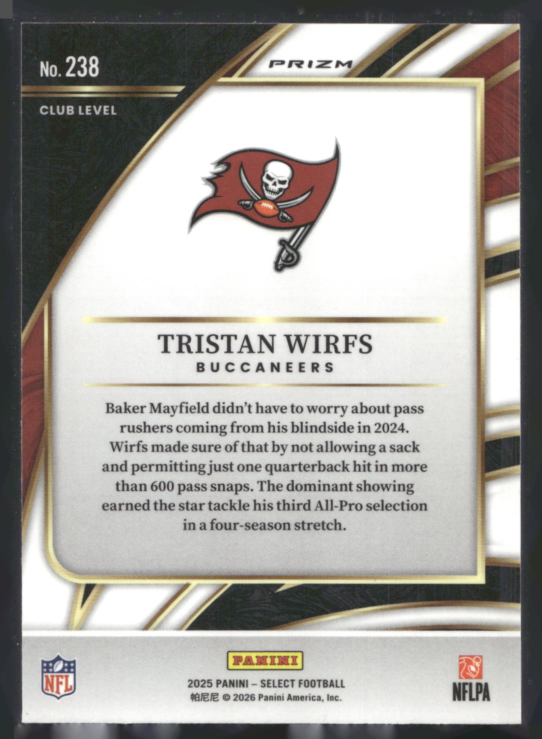 2025 Panini Select #238 Tristan Wirfs Silver Prizm