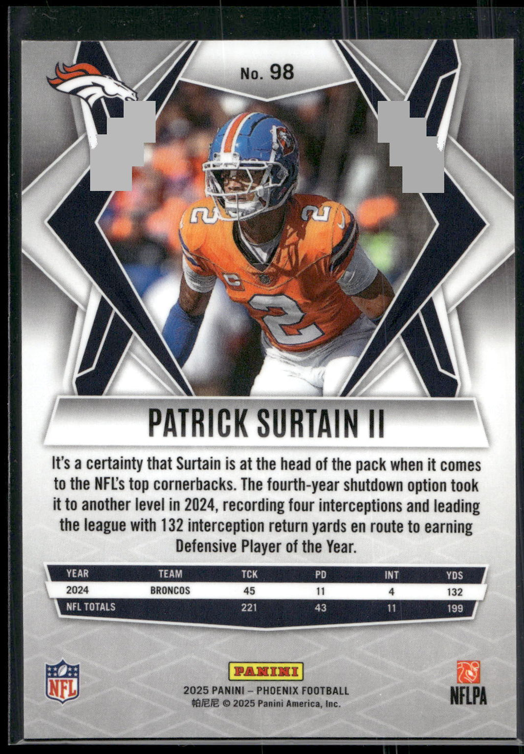 2025 Panini Phoenix #98 Patrick Surtain II