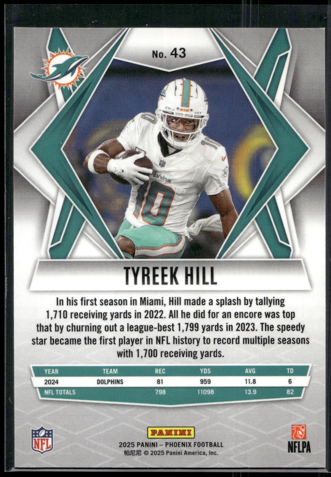 2025 Panini Phoenix #43 Tyreek Hill