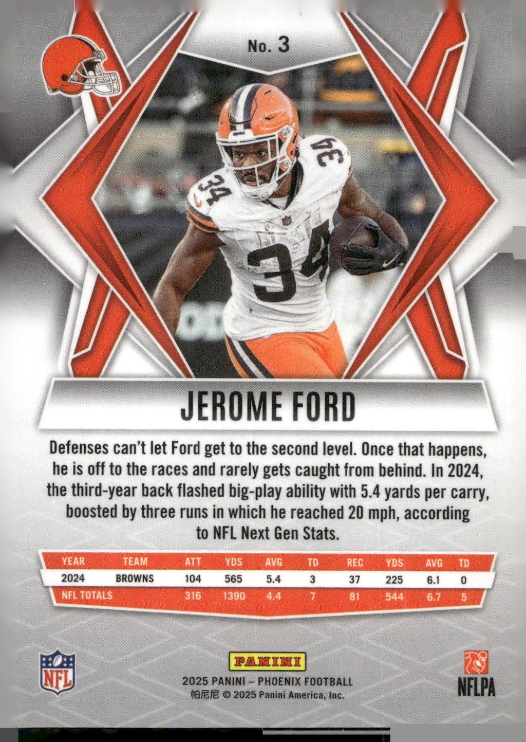 2025 Panini Phoenix #3 Jerome Ford
