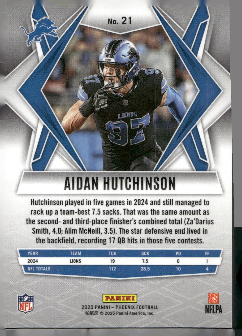 2025 Panini Phoenix #21 Aidan Hutchinson