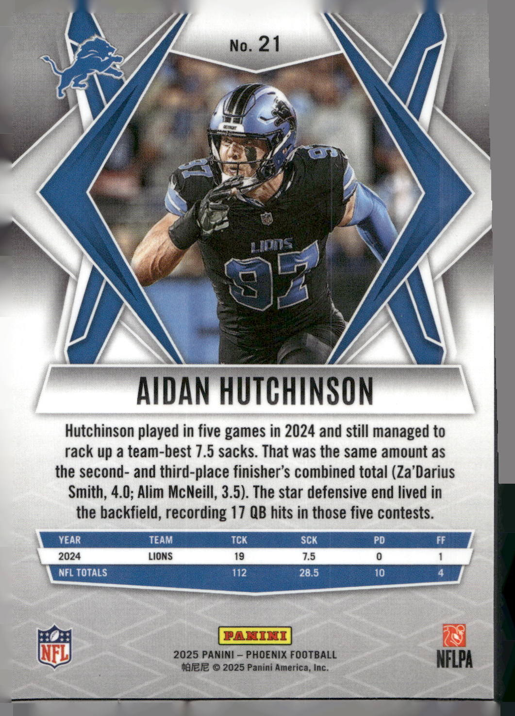 2025 Panini Phoenix #21 Aidan Hutchinson