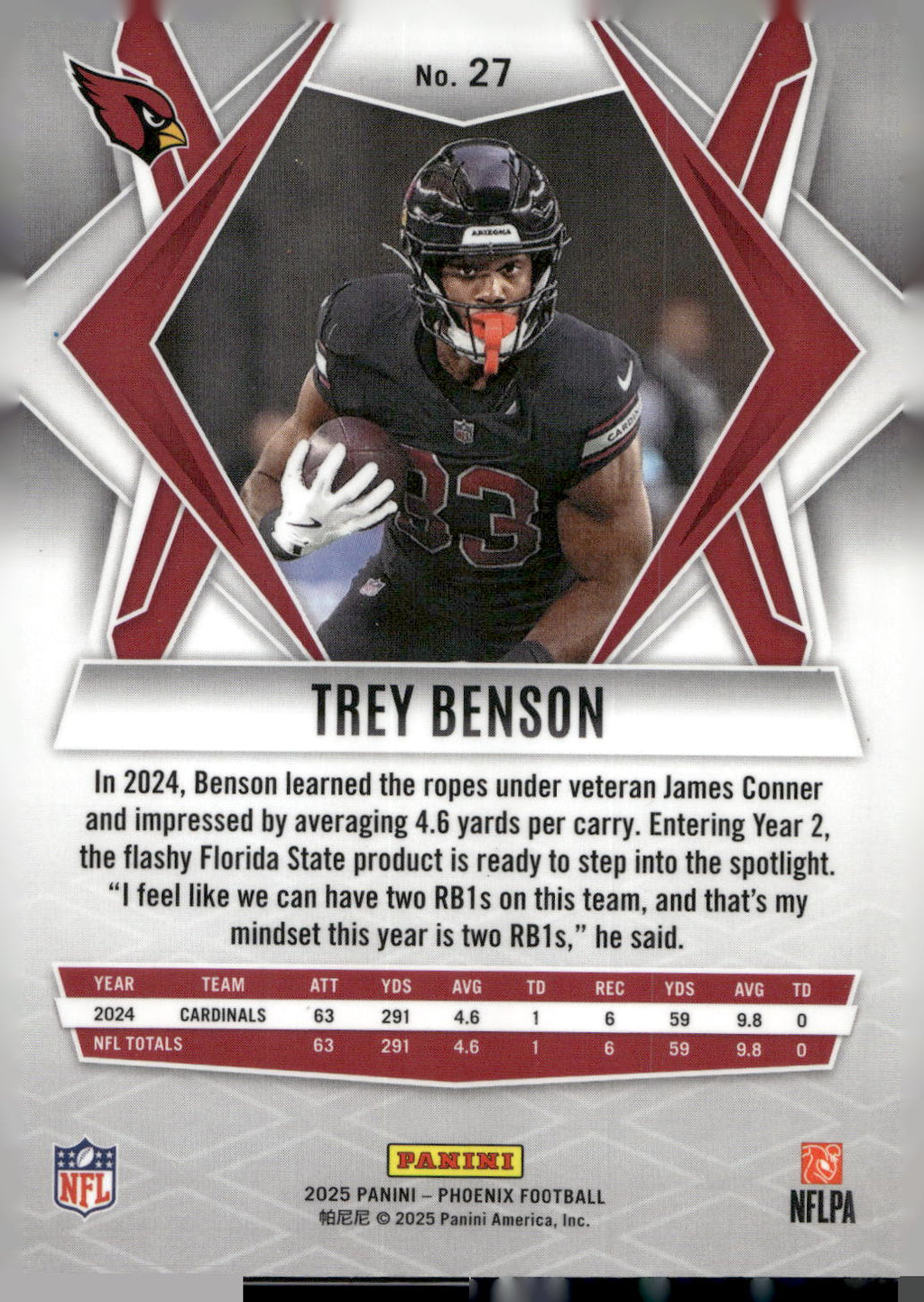 2025 Panini Phoenix #27 Trey Benson