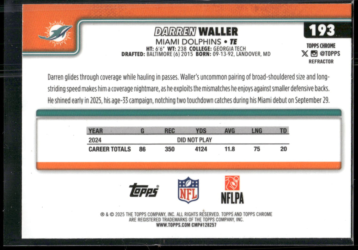 2025 Topps Chrome #193 Darren Waller Refractor