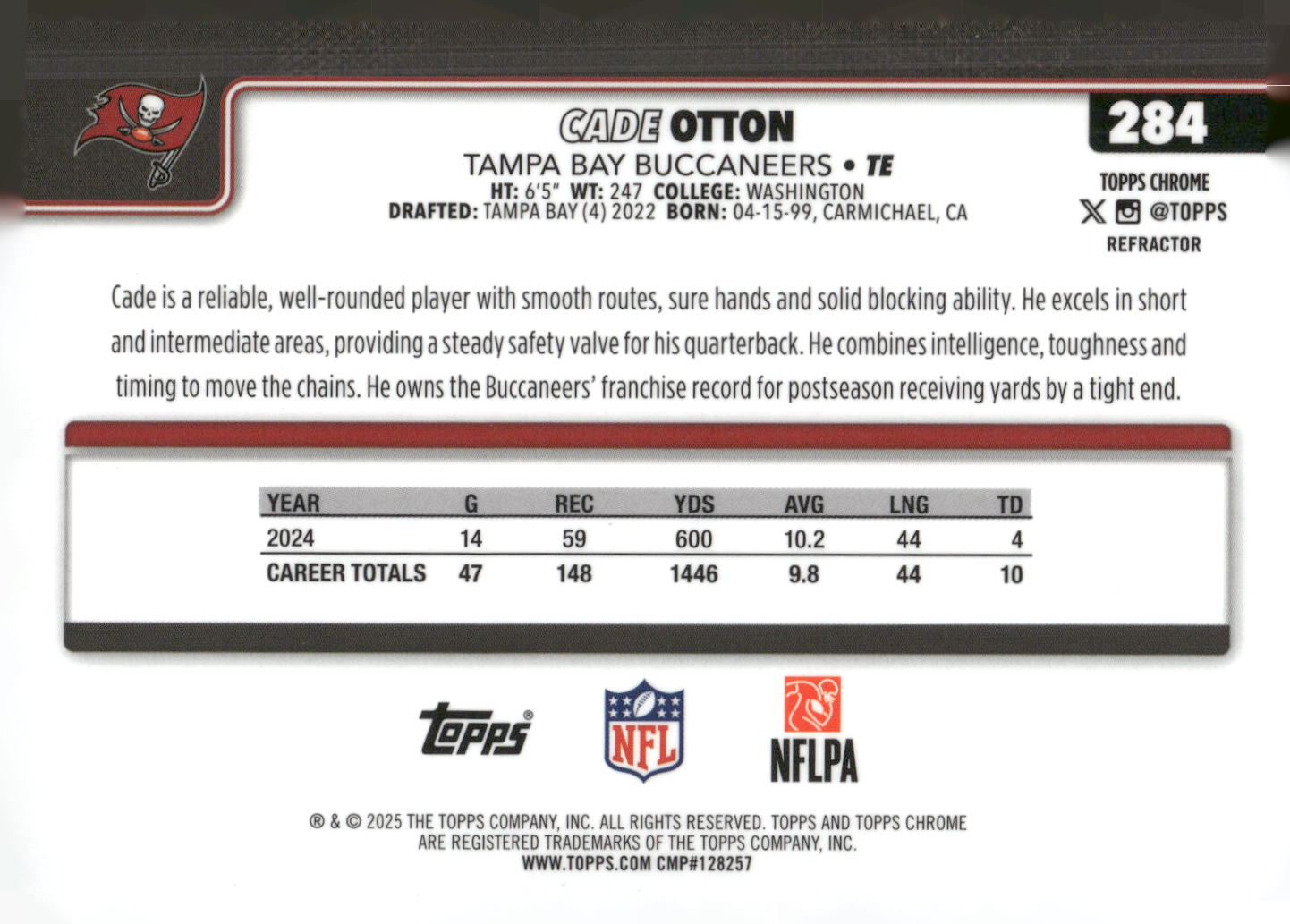 2025 Topps Chrome #284 Cade Otton Refractor