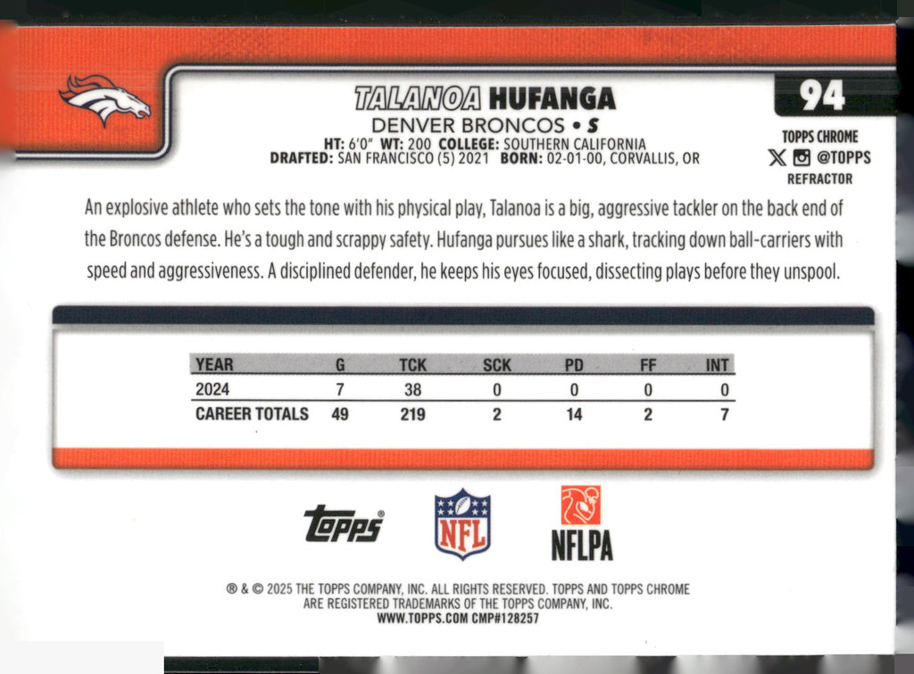 2025 Topps Chrome #94 Talanoa Hufanga Refractor