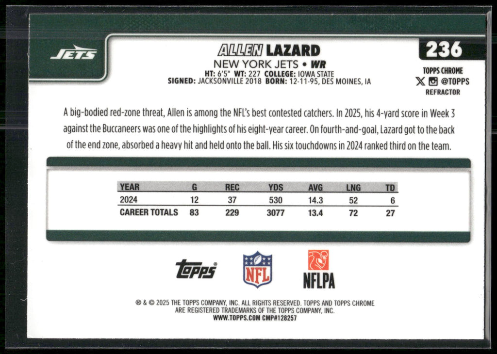 2025 Topps Chrome #236 Allen Lazard Refractor