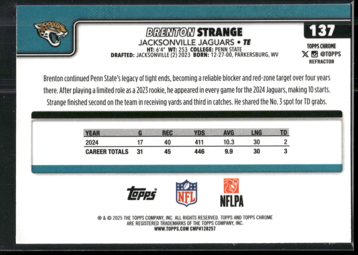 2025 Topps Chrome #137 Brenton Strange Refractor