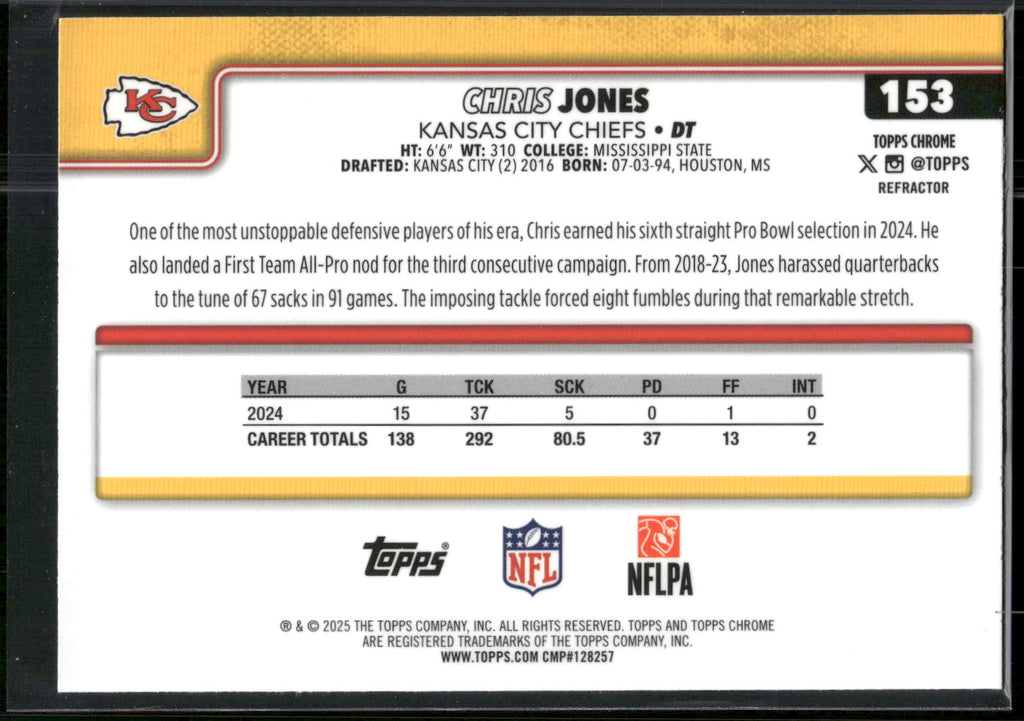 2025 Topps Chrome #153 Chris Jones Refractor