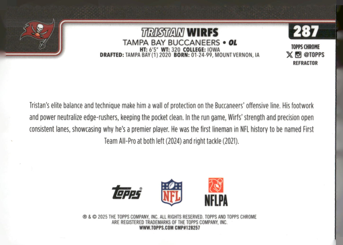 2025 Topps Chrome #287 Tristan Wirfs Refractor