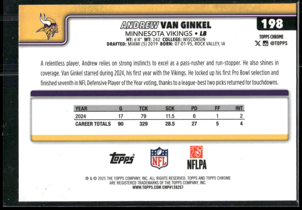 2025 Topps Chrome #198 Andrew Van Ginkel
