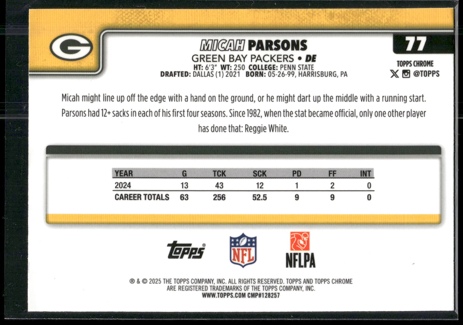 2025 Topps Chrome #77 Micah Parsons
