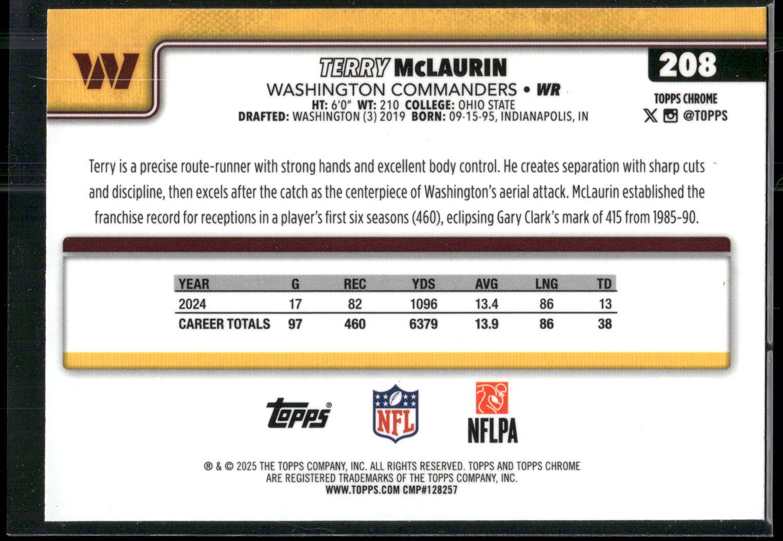 2025 Topps Chrome #208 Terry McLaurin