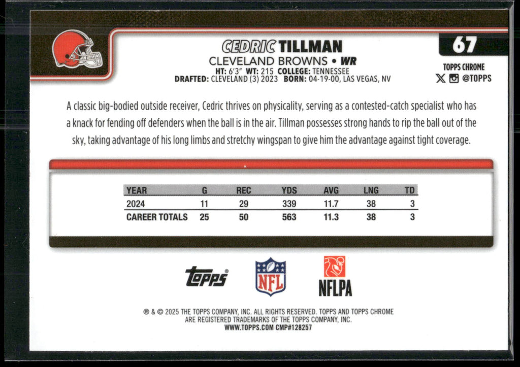 2025 Topps Chrome #67 Cedric Tillman