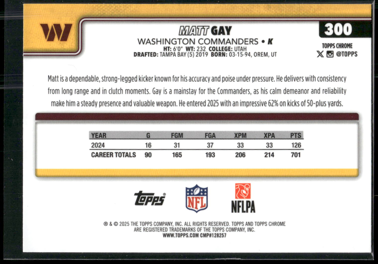 2025 Topps Chrome #300 Matt Gay