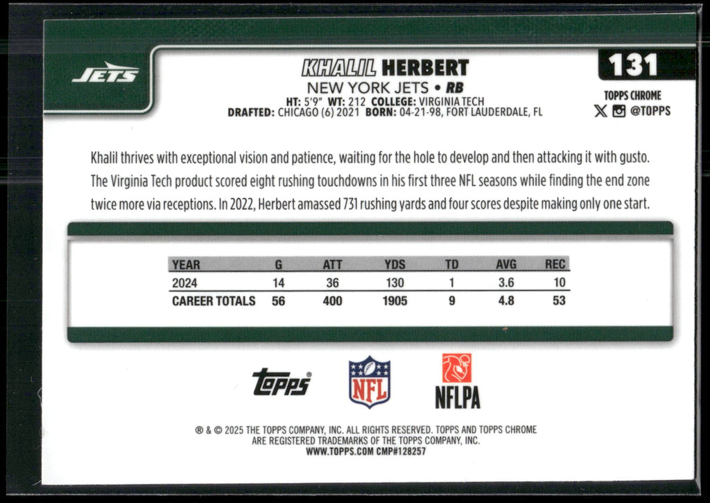2025 Topps Chrome #131 Khalil Herbert