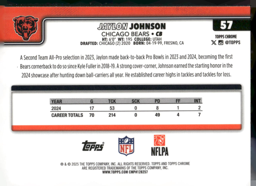 2025 Topps Chrome #57 Jaylon Johnson