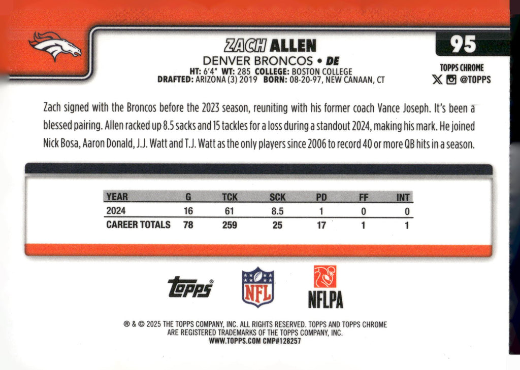 2025 Topps Chrome #95 Zach Allen
