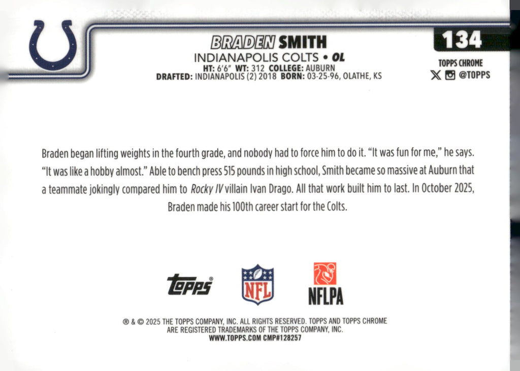 2025 Topps Chrome #134 Braden Smith
