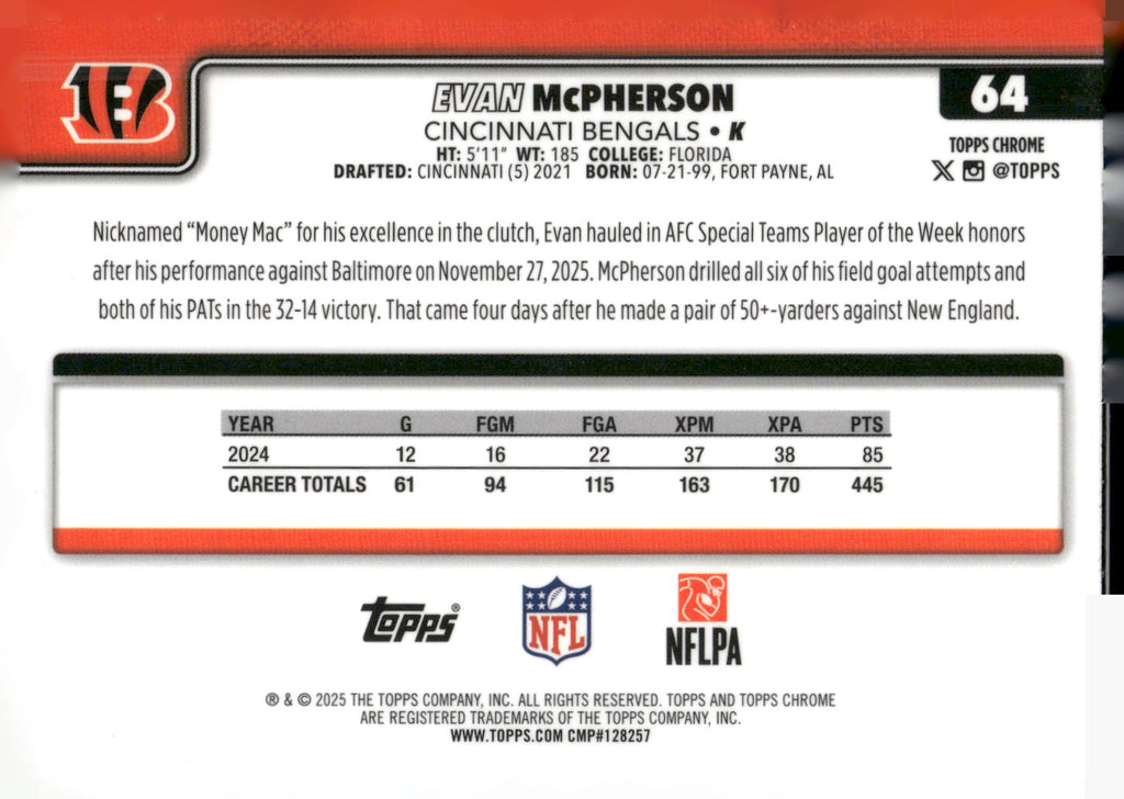 2025 Topps Chrome #64 Evan McPherson
