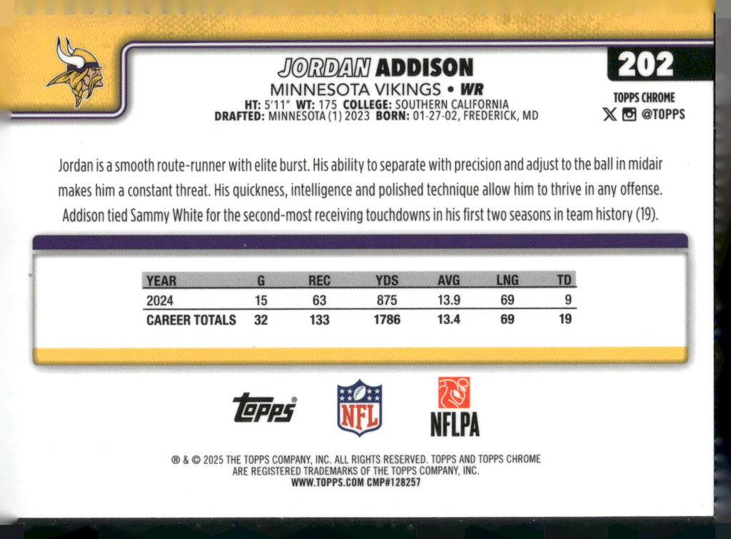 2025 Topps Chrome #202 Jordan Addison