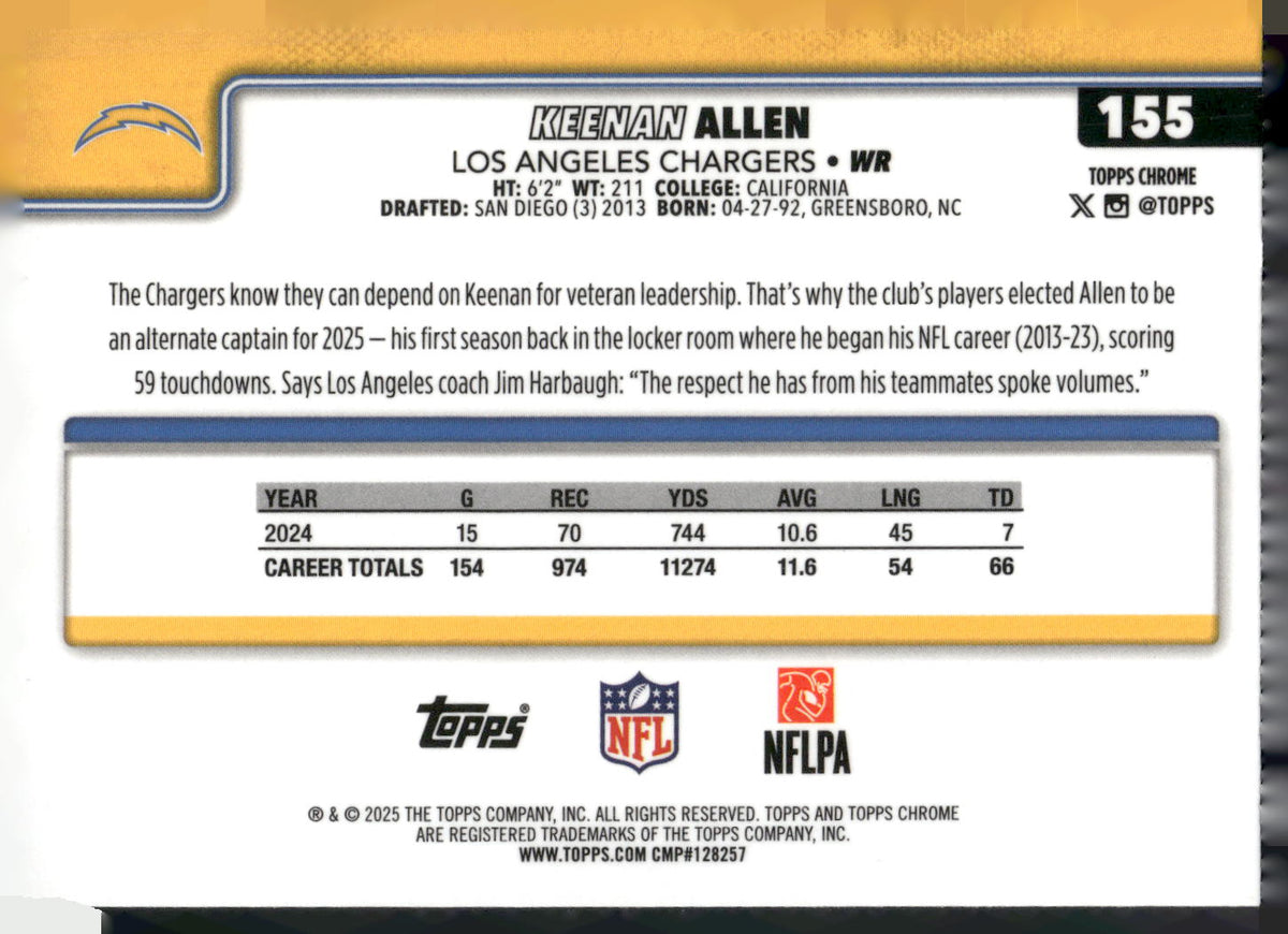 2025 Topps Chrome #155 Keenan Allen