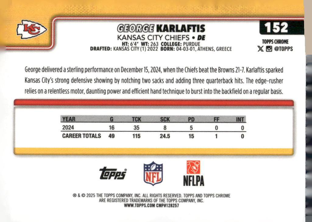 2025 Topps Chrome #152 George Karlaftis