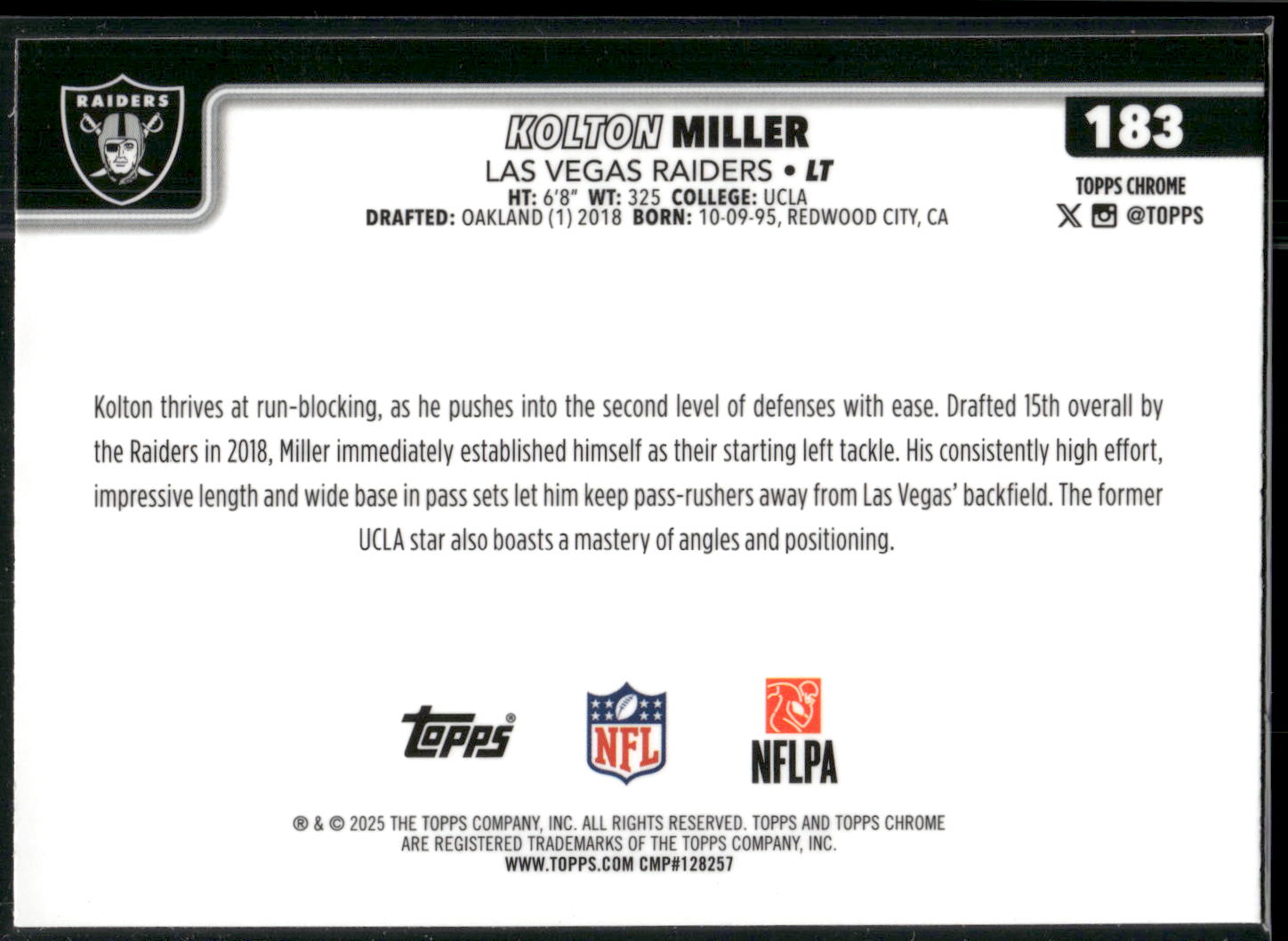 2025 Topps Chrome #183 Kolton Miller