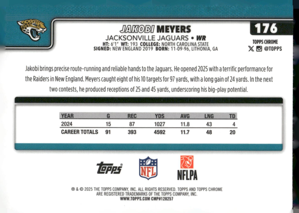 2025 Topps Chrome #176 Jakobi Meyers