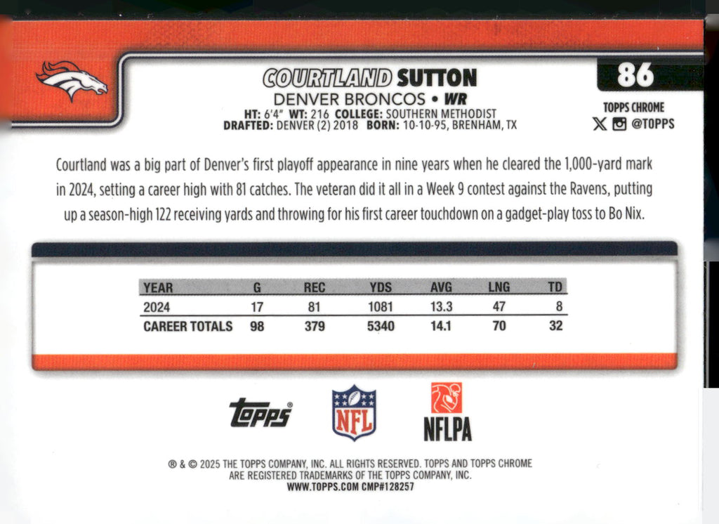 2025 Topps Chrome #86 Courtland Sutton
