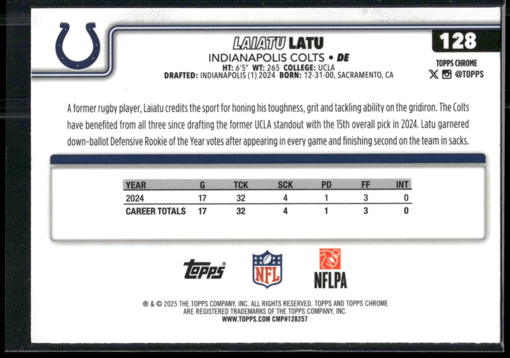 2025 Topps Chrome #128 Laiatu Latu