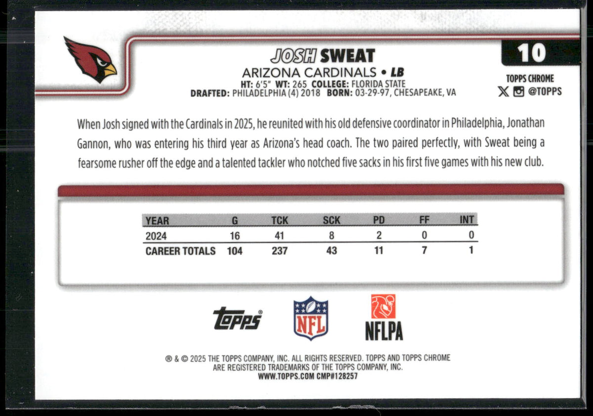 2025 Topps Chrome #10 Josh Sweat