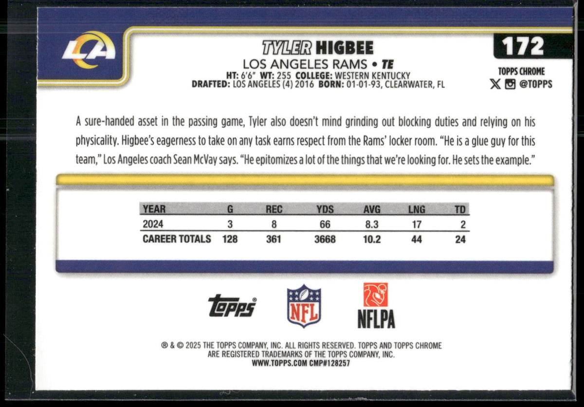 2025 Topps Chrome #172 Tyler Higbee
