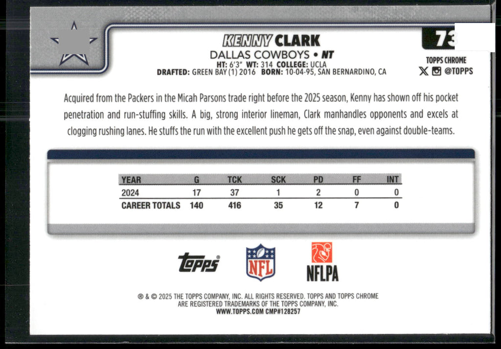 2025 Topps Chrome #73 Kenny Clark