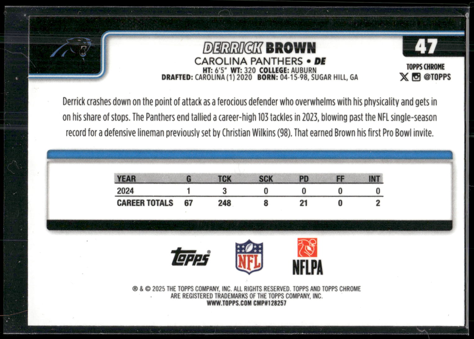 2025 Topps Chrome #47 Derrick Brown