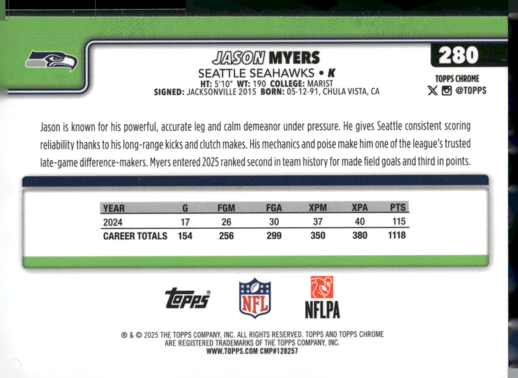 2025 Topps Chrome #280 Jason Myers