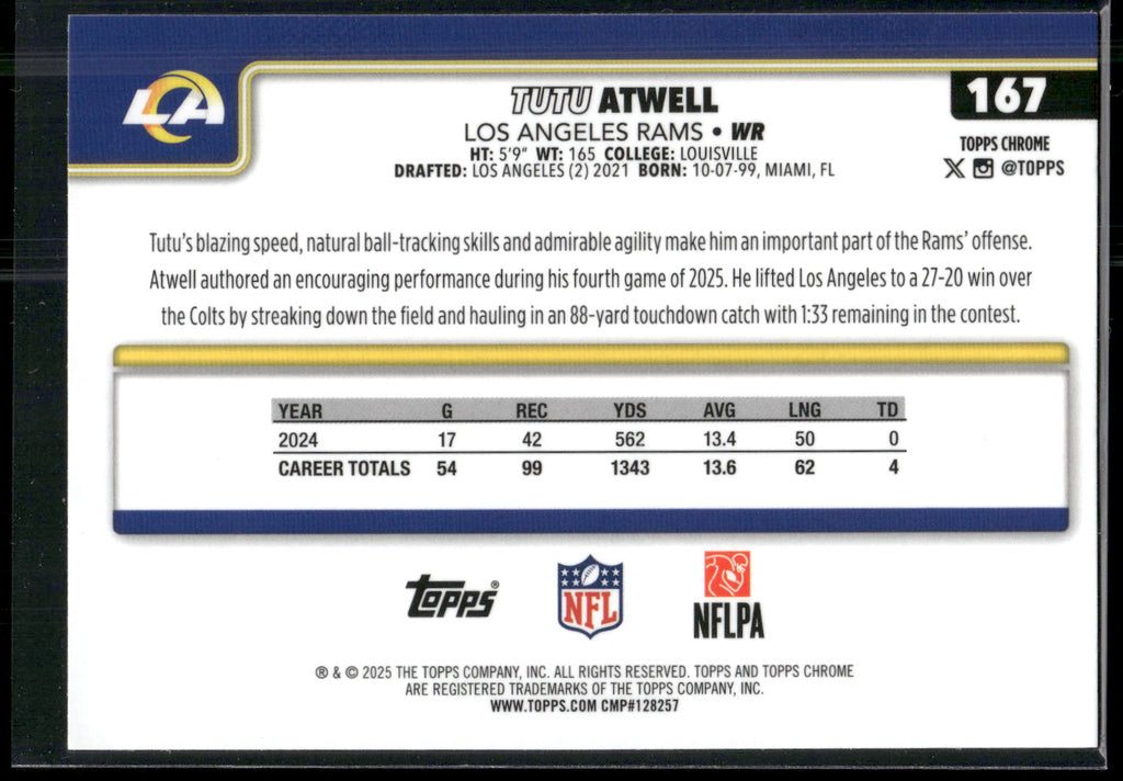 2025 Topps Chrome #167 Tutu Atwell