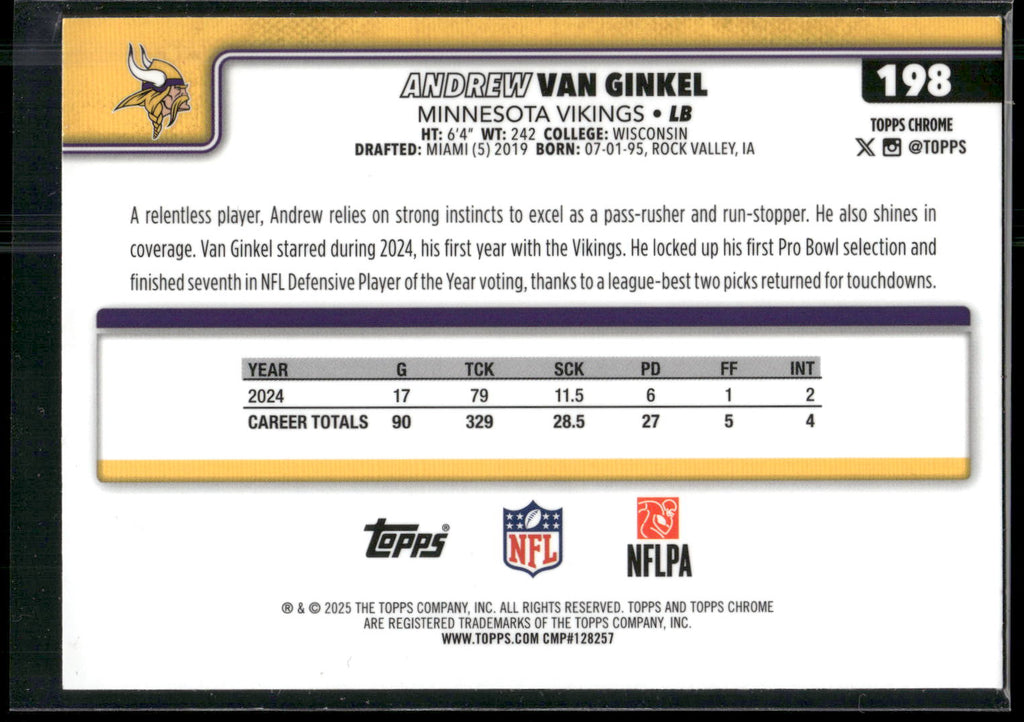 2025 Topps Chrome #198 Andrew Van Ginkel
