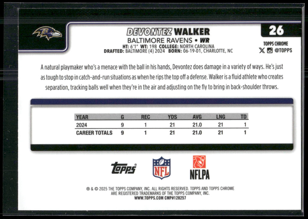 2025 Topps Chrome #26 Devontez Walker