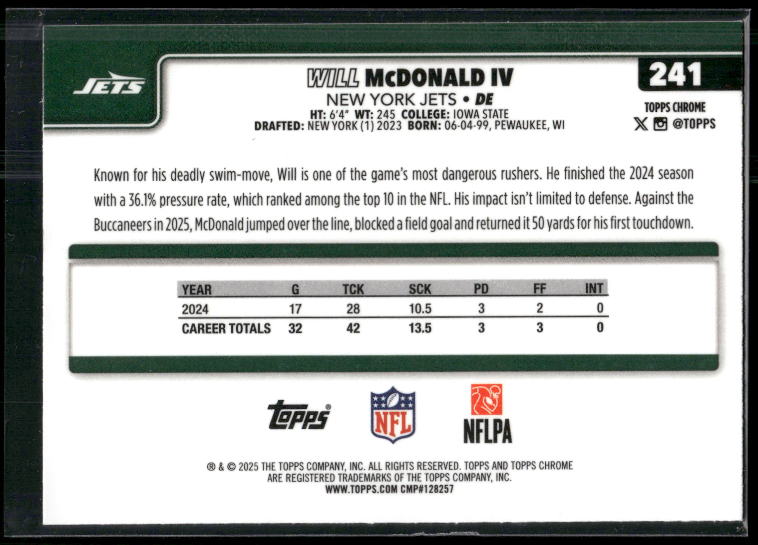 2025 Topps Chrome #241 Will McDonald IV