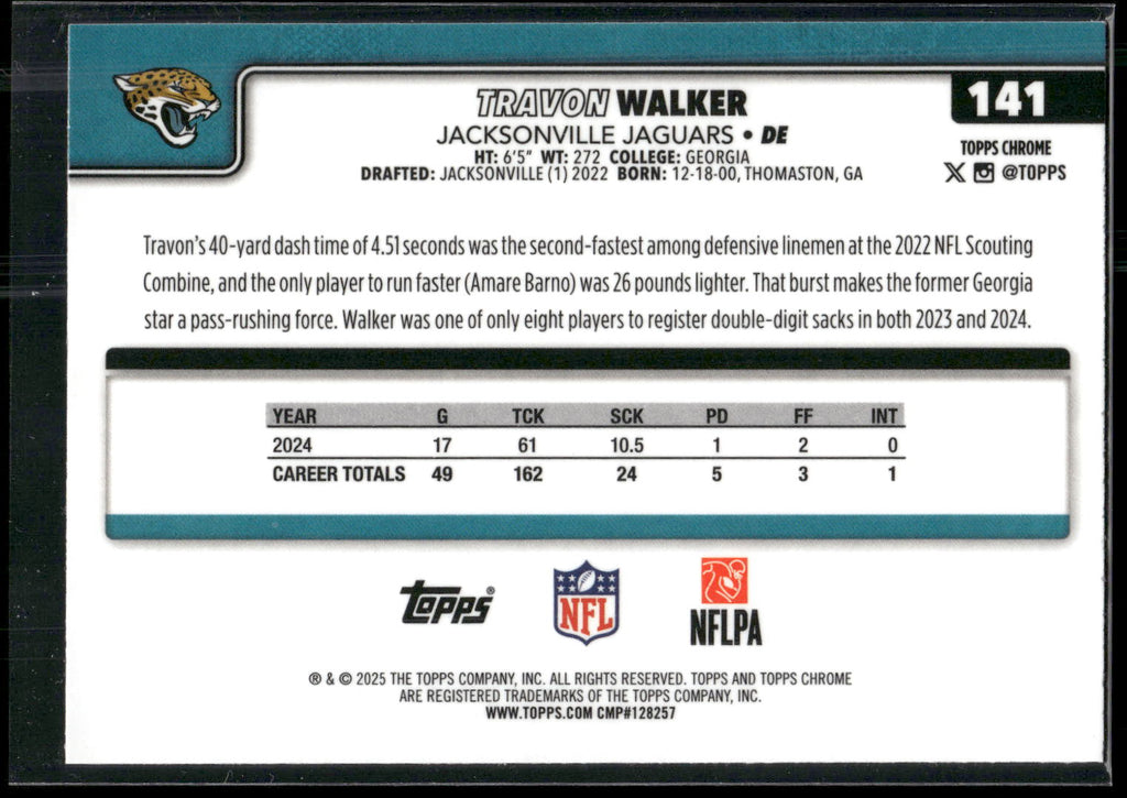 2025 Topps Chrome #141 Travon Walker