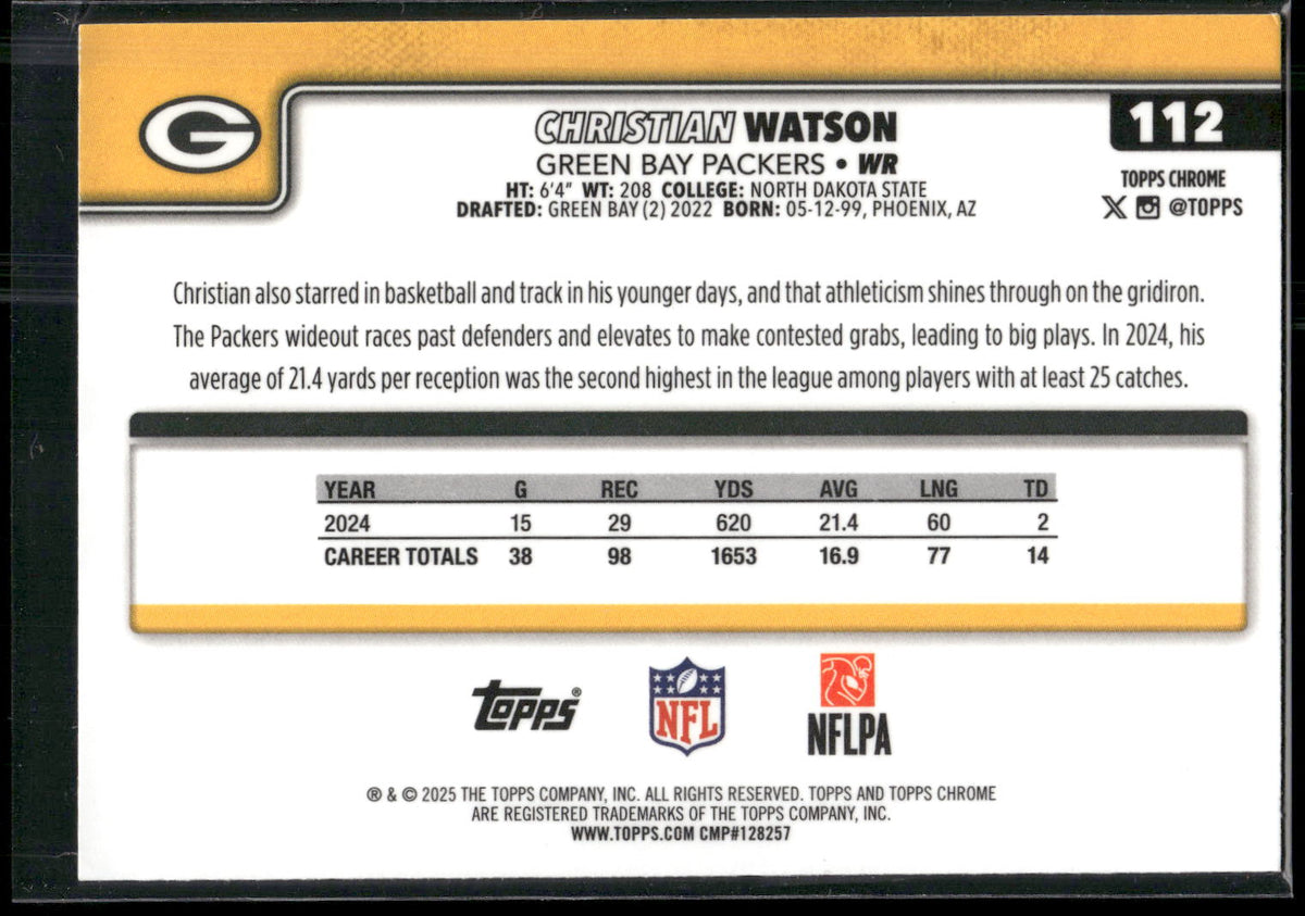 2025 Topps Chrome #112 Christian Watson