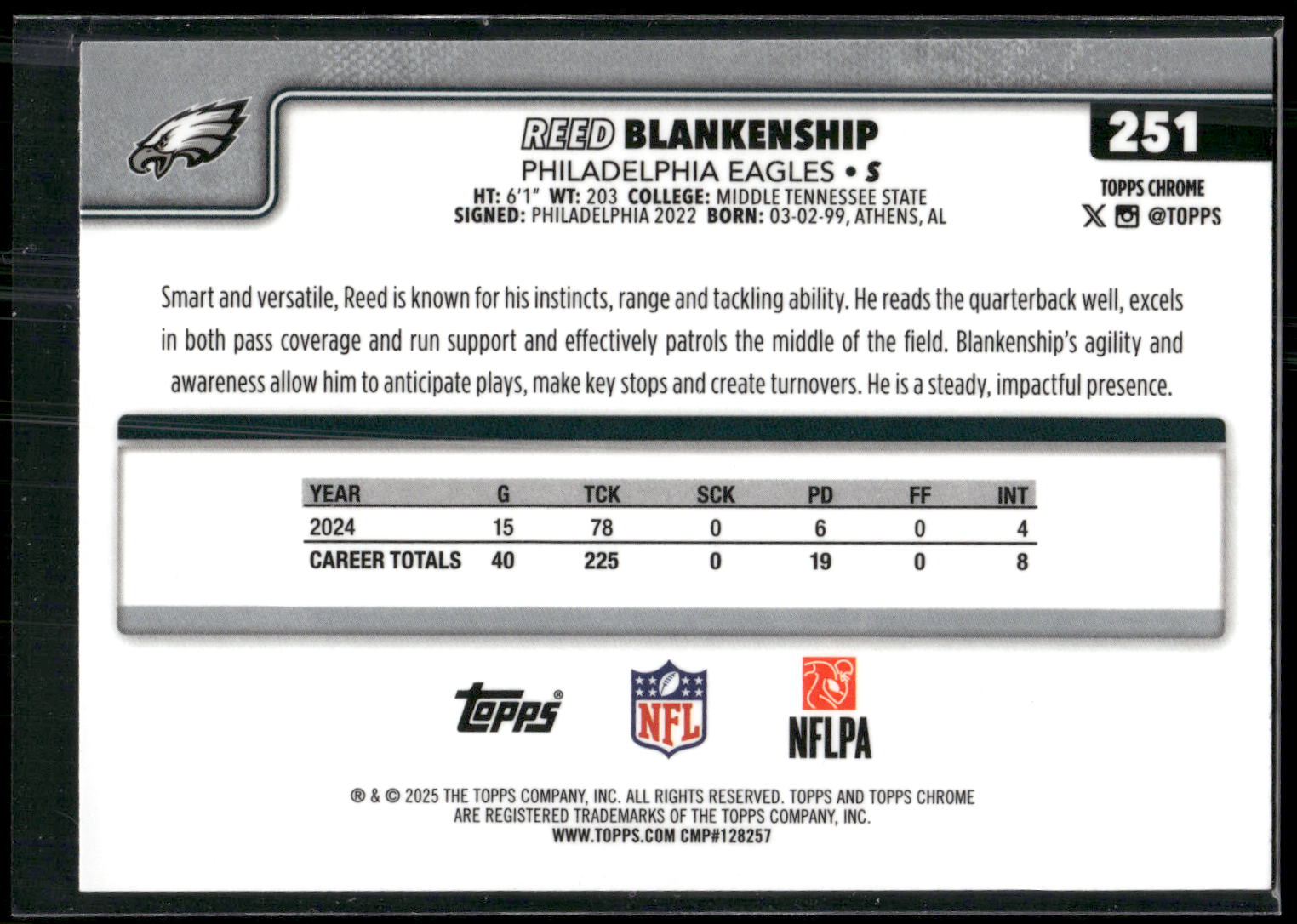 2025 Topps Chrome #251 Reed Blankenship