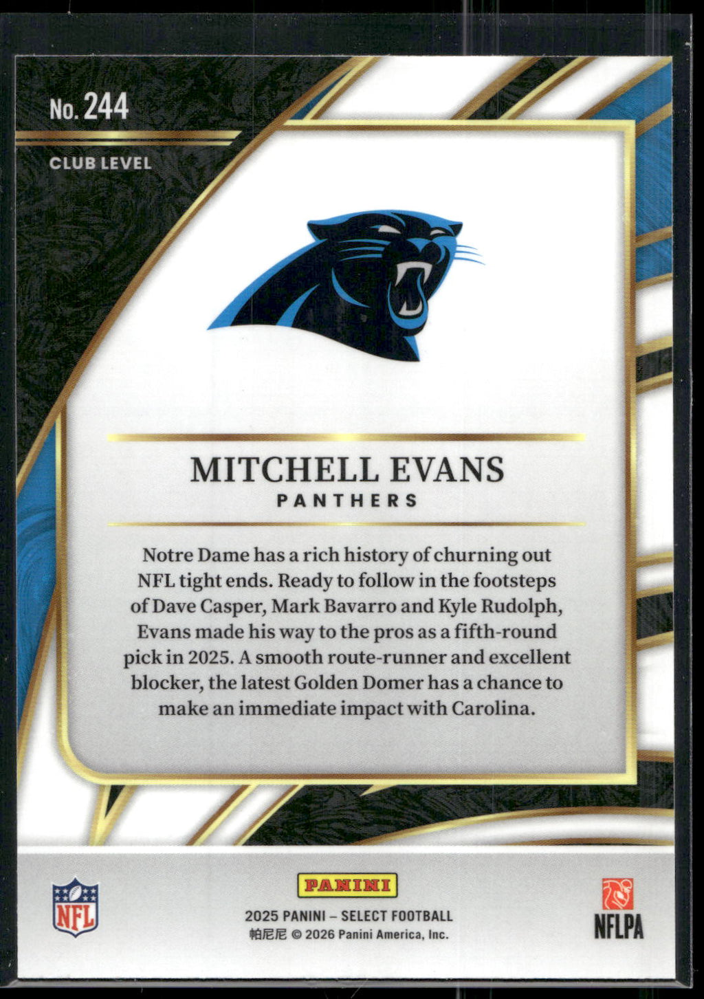 2025 Panini Select #244 Mitchell Evans