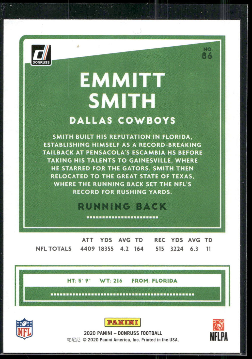 2020 Donruss #86 Emmitt Smith