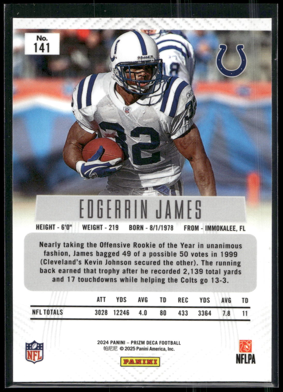 2024 Panini Prizm Deca #141 Edgerrin James