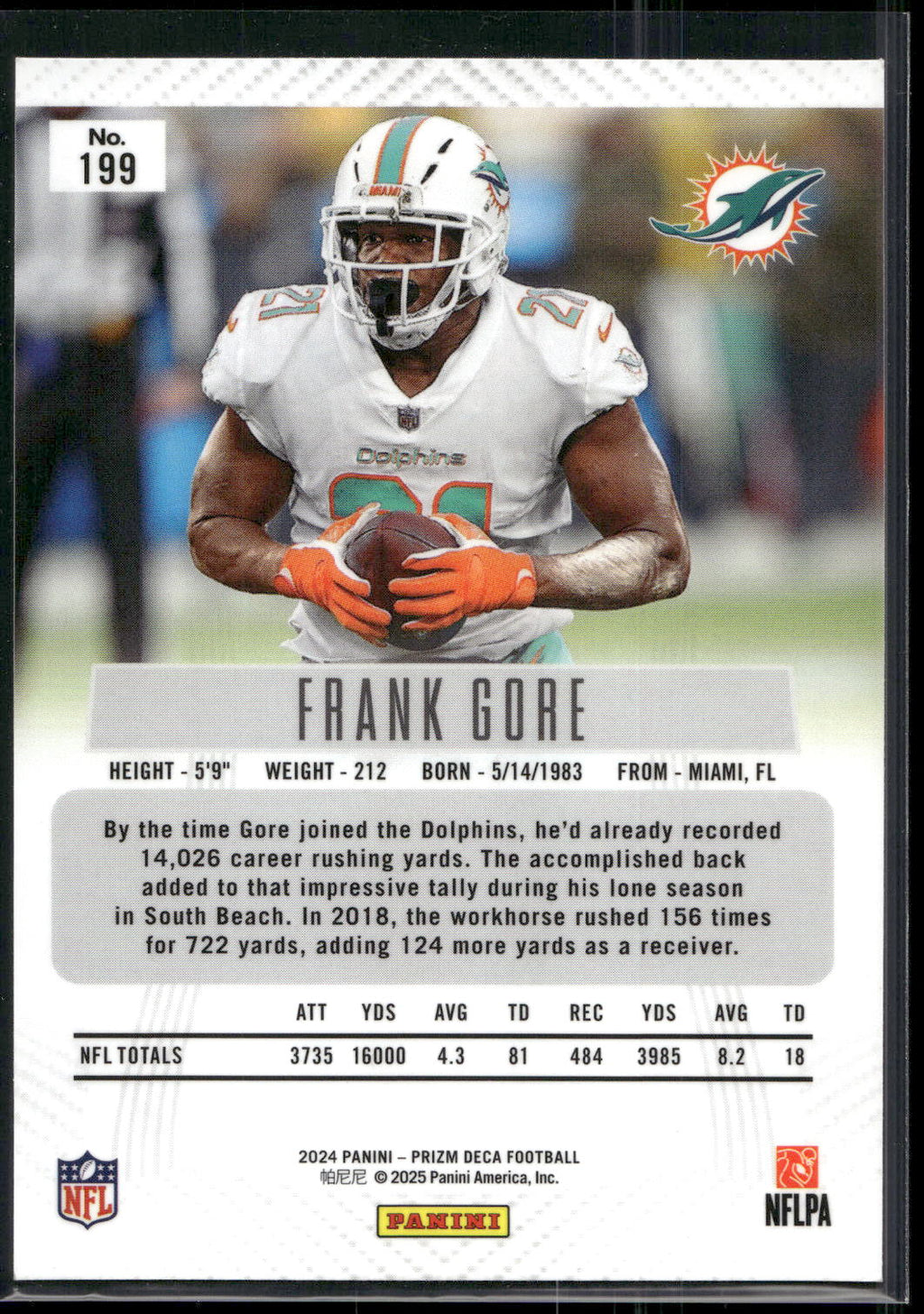 2024 Panini Prizm Deca #199 Frank Gore